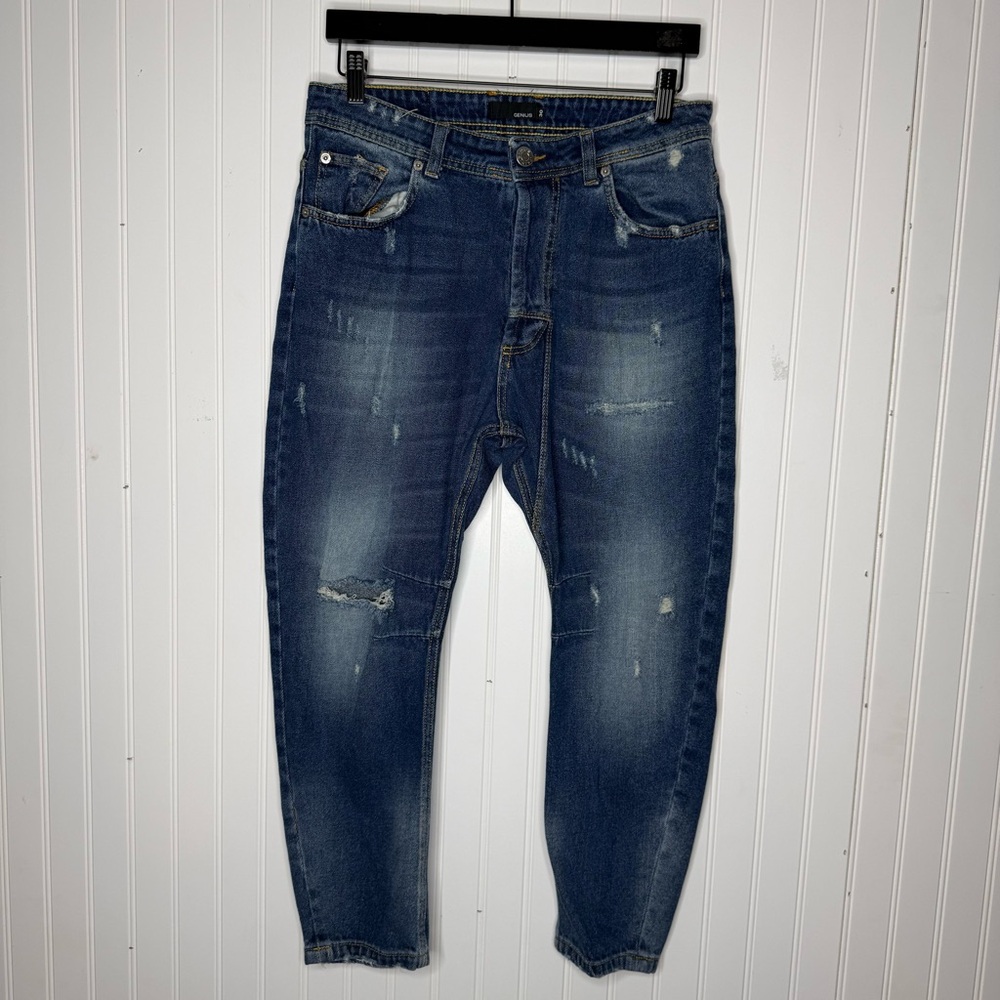 GENIUS Strictly Denim Division Distressed Button Fly Jeans Size 30